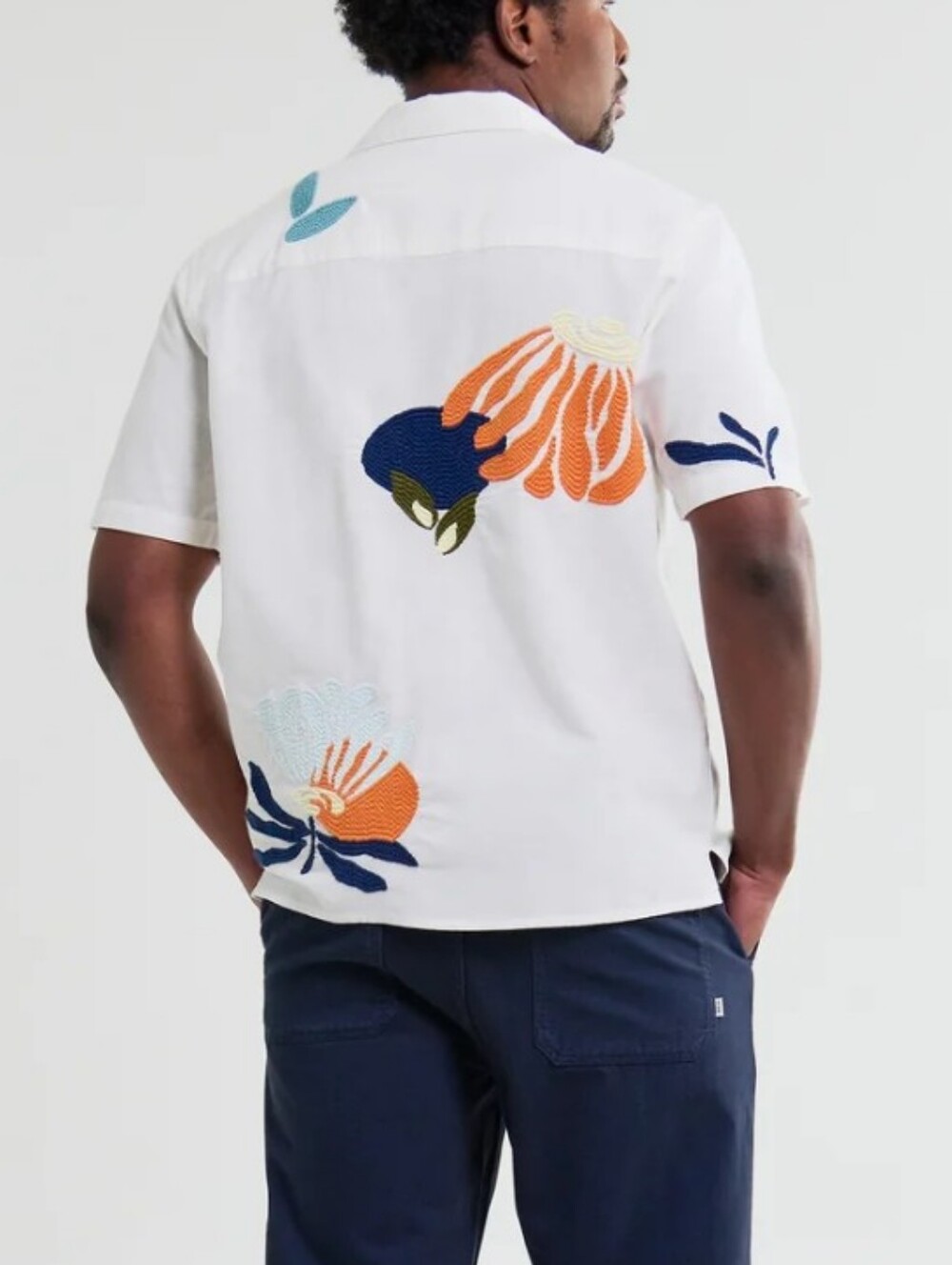 Wax London Ecru Short-Sleeve Embroidered Flower Shirt - Picture 6 of 7